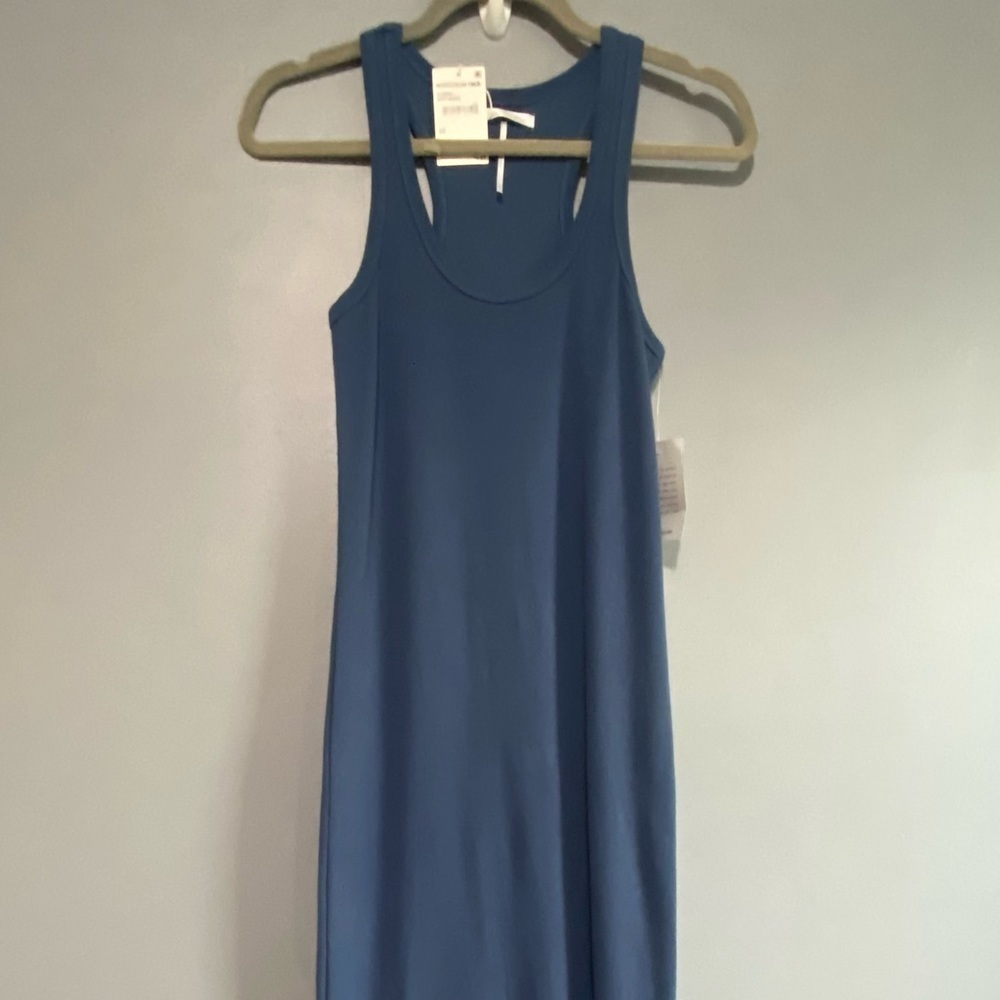 Stitchdrop Scoop Neck Racerback Rib Knit Tank Dress In Soft Moss Size XS New - Picture 6 of 8
